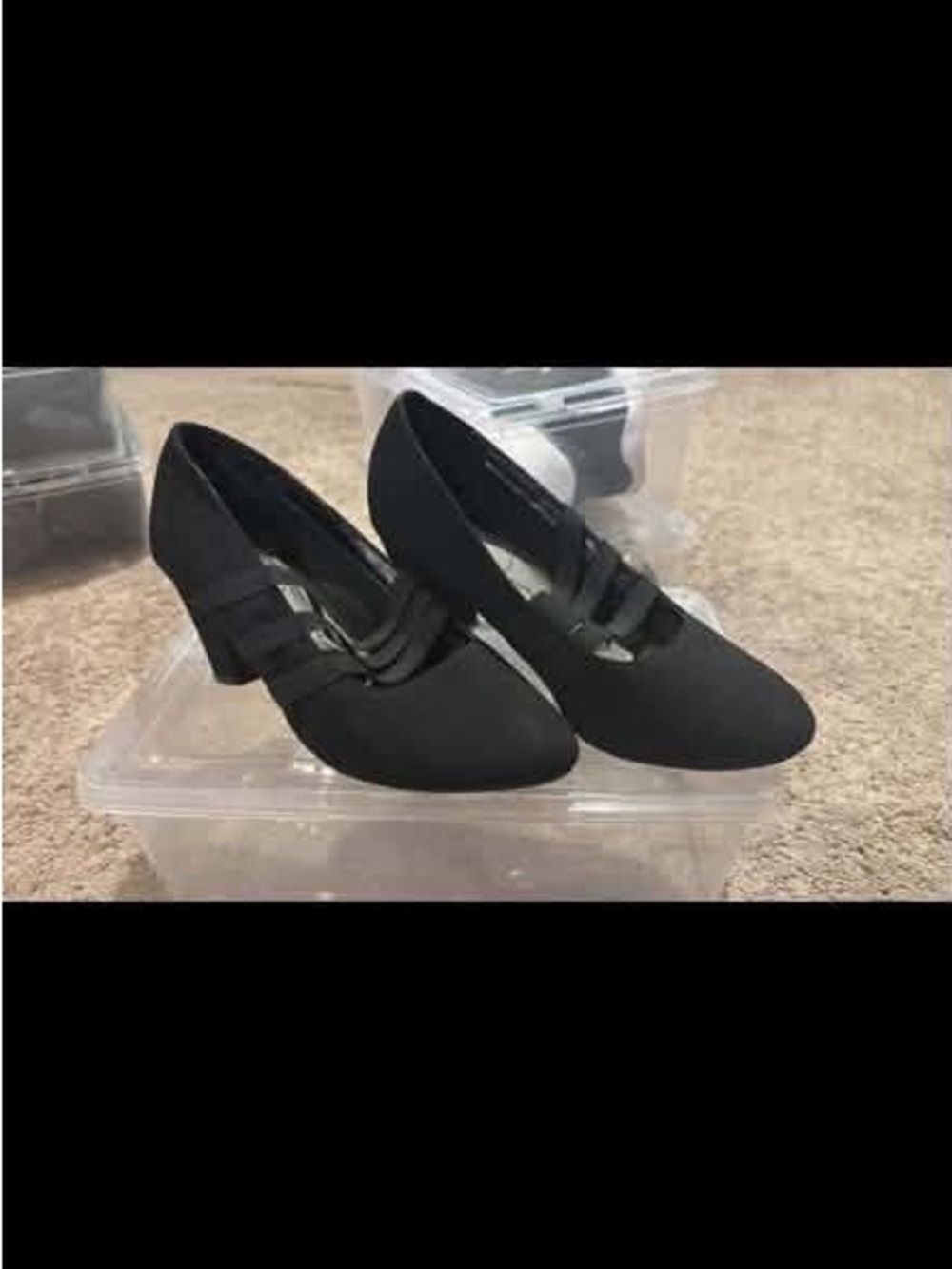 Classic Women's Black Block Heel Pumps with Strappy Detail